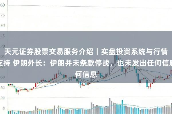 天元证券股票交易服务介绍｜实盘投资系统与行情支持 伊朗外长：伊朗并未条款停战，也未发出任何信息