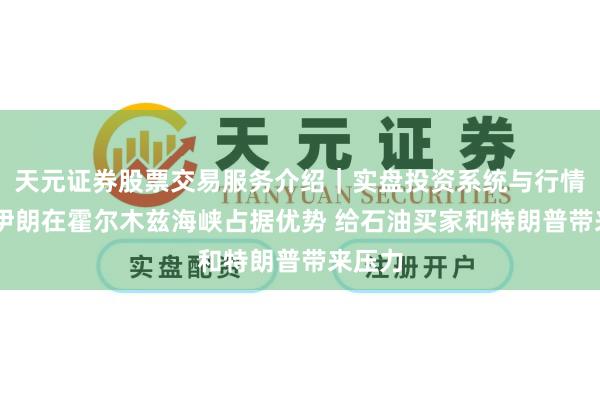 天元证券股票交易服务介绍｜实盘投资系统与行情支持 伊朗在霍尔木兹海峡占据优势 给石油买家和特朗普带来压力