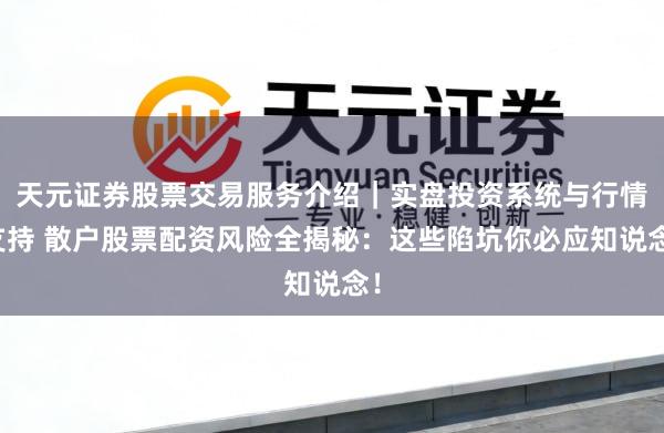 天元证券股票交易服务介绍｜实盘投资系统与行情支持 散户股票配资风险全揭秘：这些陷坑你必应知说念！