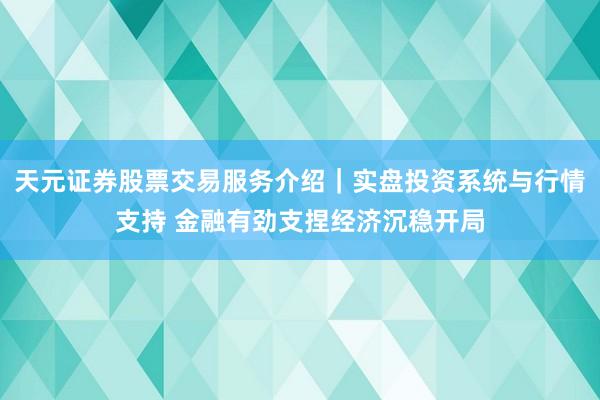 天元证券股票交易服务介绍｜实盘投资系统与行情支持 金融有劲支捏经济沉稳开局