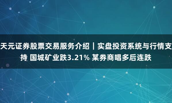 天元证券股票交易服务介绍｜实盘投资系统与行情支持 国城矿业跌3.21% 某券商唱多后连跌