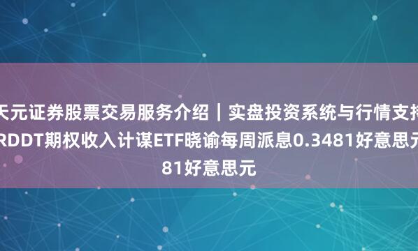 天元证券股票交易服务介绍｜实盘投资系统与行情支持 RDDT期权收入计谋ETF晓谕每周派息0.3481好意思元