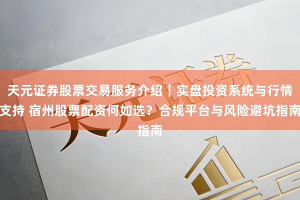 天元证券股票交易服务介绍｜实盘投资系统与行情支持 宿州股票配资何如选？合规平台与风险避坑指南