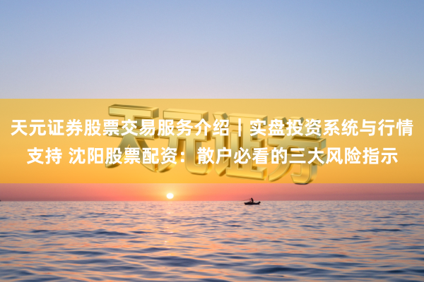 天元证券股票交易服务介绍｜实盘投资系统与行情支持 沈阳股票配资：散户必看的三大风险指示