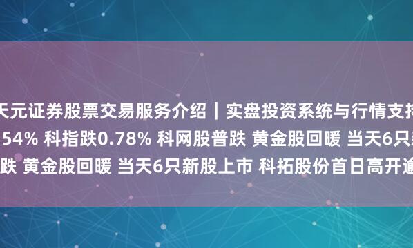 天元证券股票交易服务介绍｜实盘投资系统与行情支持 快讯：恒指低开0.54% 科指跌0.78% 科网股普跌 黄金股回暖 当天6只新股上市 科拓股份首日高开逾178%